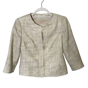 Banana Republic Cream Tweed Blazer Size 4P Office Neutral Minimalist Business